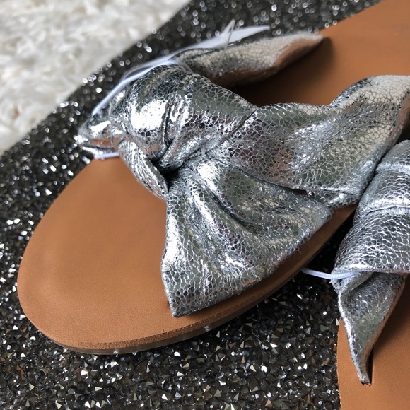 Silver slide on sandals! - Picture 3 of 6